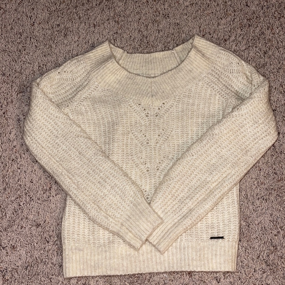Abercrombie and fitch of the shoulder cream sweater